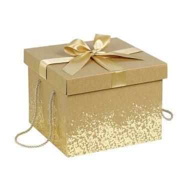 Cutie patrata kraft aurie, 27 × 27 × 20 cm
