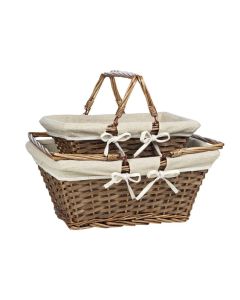 Cos din rachita cu manere pliabile VINTAGE